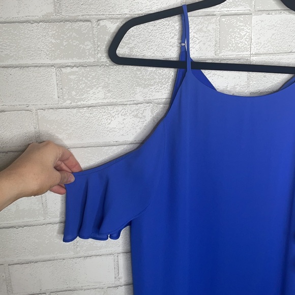 NWT Naked Zibra Blue Off the Shoulder Ruffle Dress - Picture 6 of 14